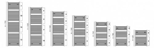 Wezyr 500x944 íves fürdőszobai csőradiátor méretei