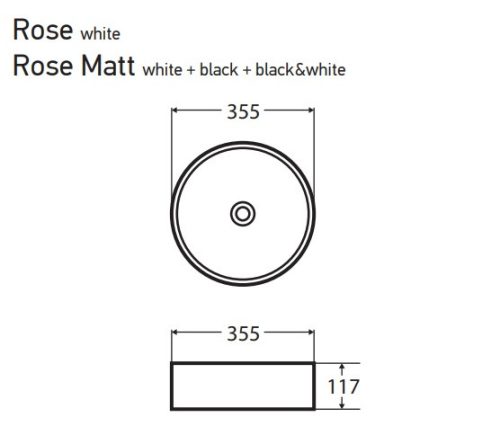 Wellis Rose Black 35 cm porcelán mosdó
