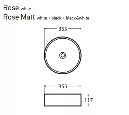 Wellis Rose B&W 35 cm porcelán mosdó