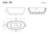 Oval 150x75 szabadon álló  akrilkád méretei