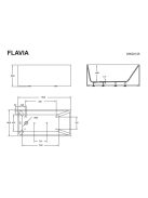 Flavia 170x80 egyedi akrilkád méretrajz