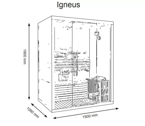 Igneus Hemlock finn szauna méretrajz