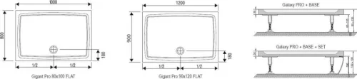 Gigant Pro 100 x 80 téglalap zuhanytálca méretei