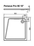 Perseus Pro 10° 90x90 szögletes zuhanytálca méretei