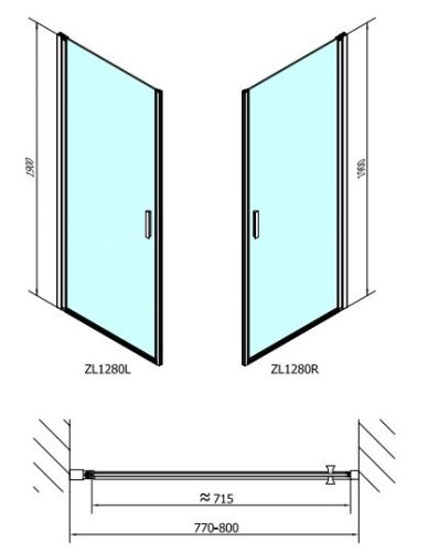 Polysan Zoom Line 80 cm nyílóajtós zuhanyajtó