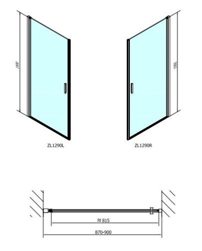 Zoom Line 90 cm nyílóajtós zuhanyajtó méretei