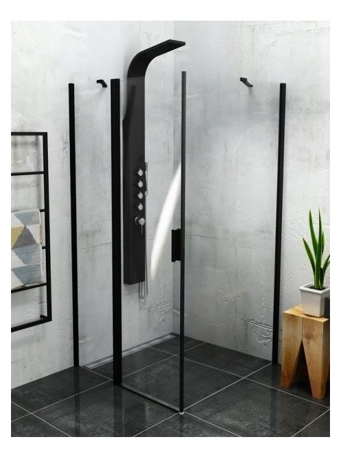 Zoom Line Black 100x100 cm nyílóajtós zuhanykabin