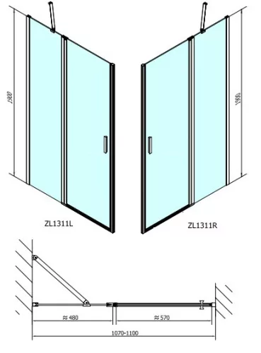 Zoom Line 110 cm nyílóajtós zuhanyajtó méretei