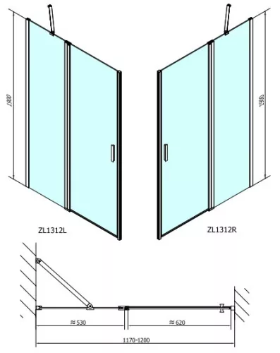 Zoom Line 120 cm nyílóajtós zuhanyajtó méretei
