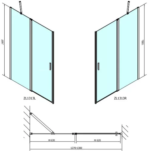 Polysan Zoom Line 130 cm nyílóajtós zuhanyajtó