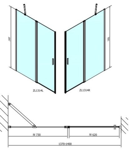 Zoom Line 140 cm nyílóajtós zuhanyajtó méretei