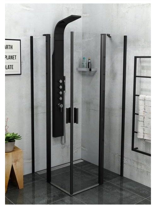 Zoom Line Black 90x90 cm szögletes zuhanykabin