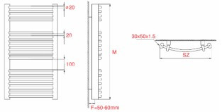 Orion 500x1300 íves fürdőszobai csőradiátor méretei